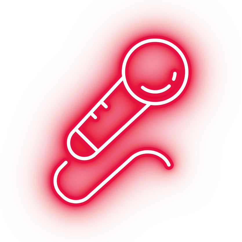 Neon red microphone icon