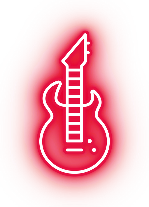 Neon red electric guitar icon